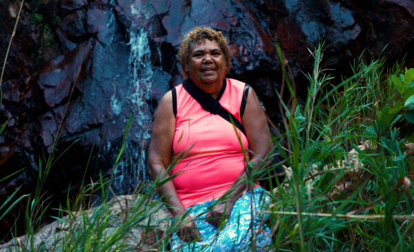 Maryanne smiling at Molly Springs, just out of Kununurra